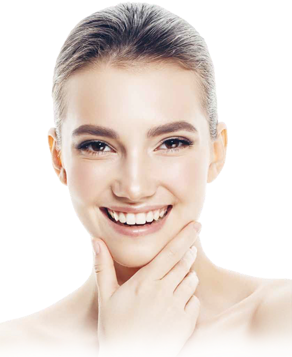 Woman with perfectly aligned teeth after successful teeth straightening treatment